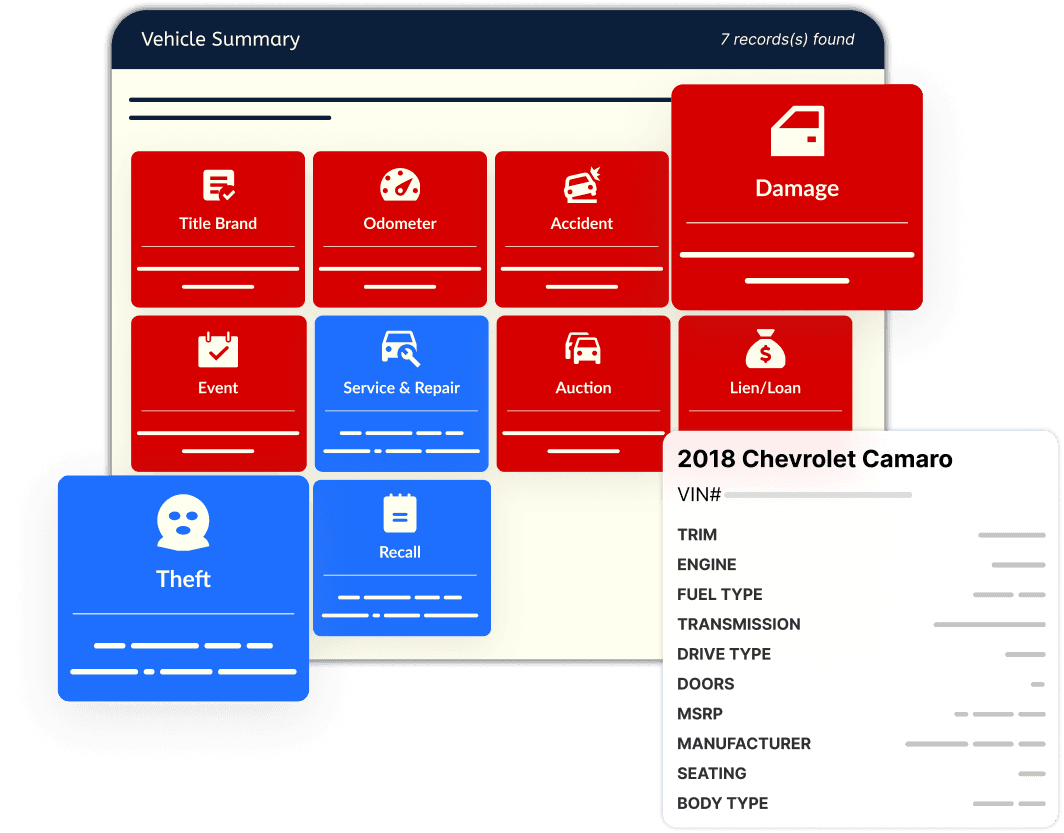 Vehicle history report preview