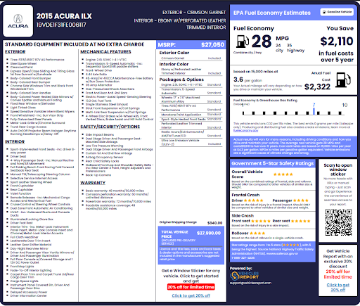 Acura Window Sticker