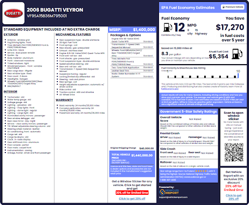 Bugatti Window Sticker