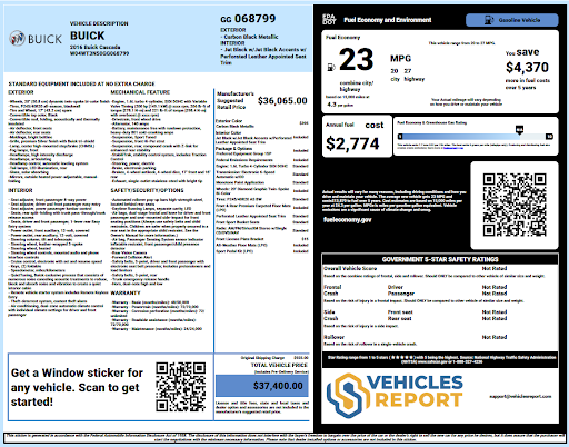 Buick Window Sticker