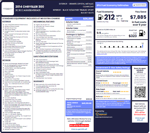 Chrysler Window Sticker