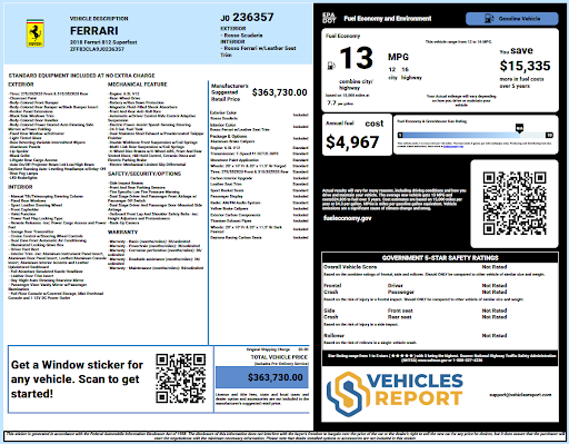 Ferrari Window Sticker