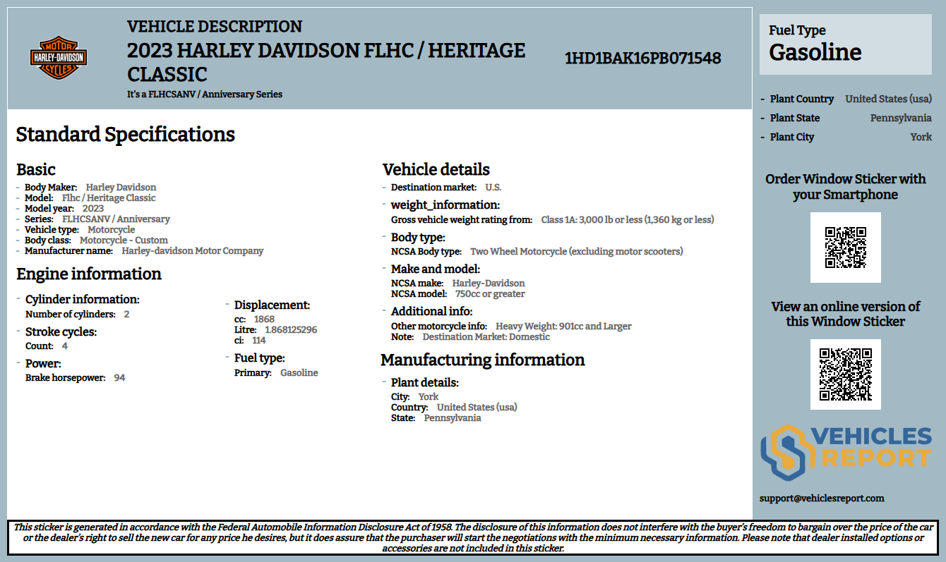 Harley Davidson Window Sticker