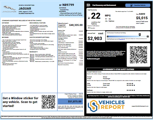 Jaguar Window Sticker