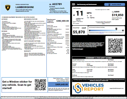 Lamborghini Window Sticker