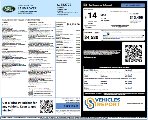 Land Rover Window Sticker