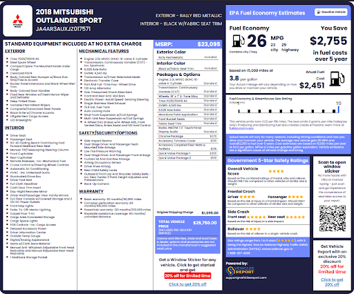 Mitsubishi Window Sticker