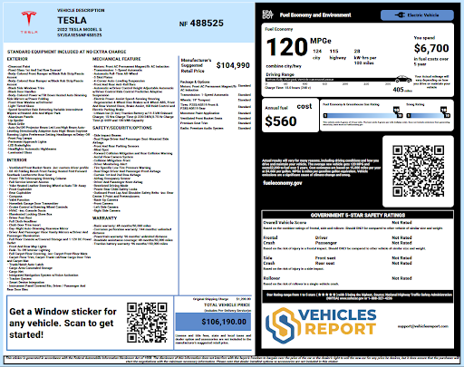 Tesla Window Sticker
