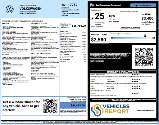 Volkswagen Window Sticker